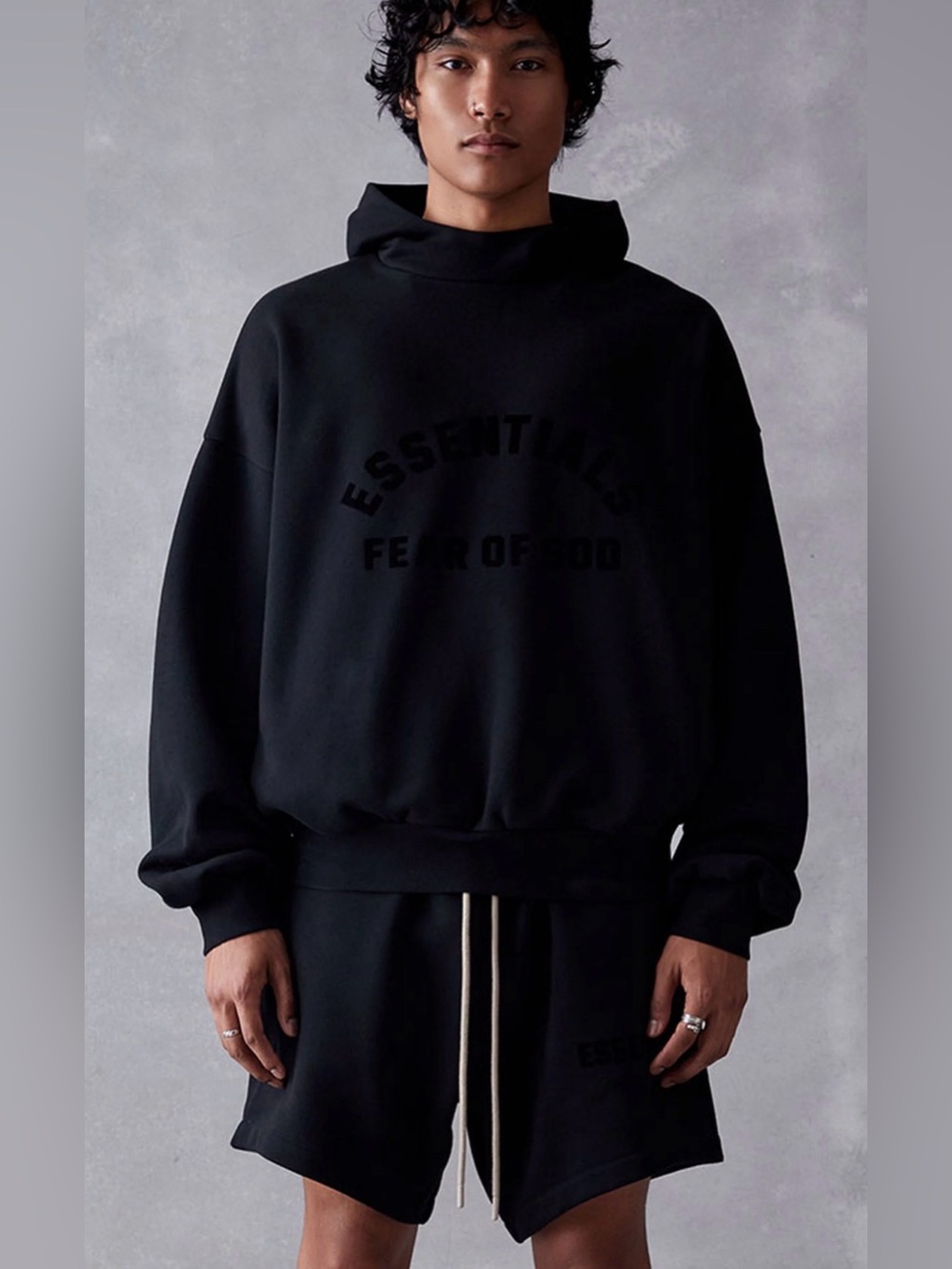 ESSENTIALS Fear of God Jet Black Hoodie, NWT ($120)!